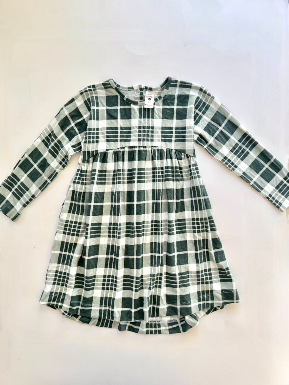 NWT Kate Quinn Girls Green Plaid Dress Sz 3T Snap Back